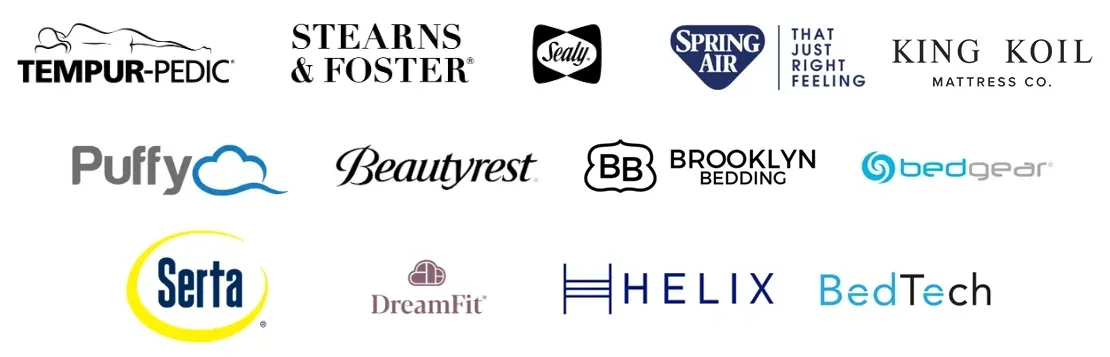 Marcas de colchones en Snooze Mattress + Wellness McAllen, incluyendo Tempur-Pedic, Stearns & Foster, Sealy, Brooklyn Bedding y más